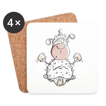 Funny Yoga Schaf I Wortspiel Fun Schafe - Untersetzer (4er-Set) - Weiß - Vorne