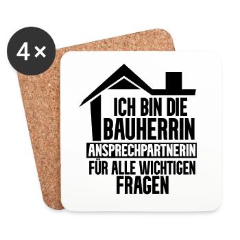 Bauherrin Hausbau - Untersetzer (4er-Set) - Weiß - Vorne
