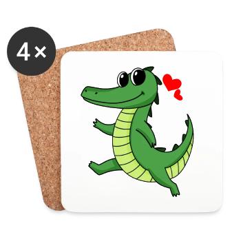 Crocodile - Dessous de verre (lot de 4) - blanc - Devant