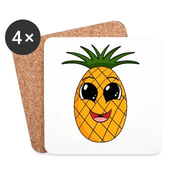 Ananas - Dessous de verre (lot de 4) - blanc - Devant