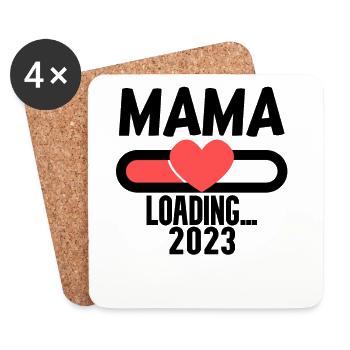 Mama 2023 - Werdende Mutter 2023 loading - Untersetzer (4er-Set) - Weiß - Vorne