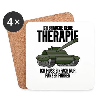 Panzer Militär Geschenk - Untersetzer (4er-Set) - Weiß - Vorne