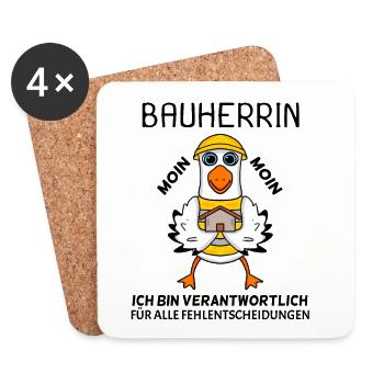 Bauherrin Hausbau Baustelle Richtfest - Untersetzer (4er-Set) - Weiß - Vorne