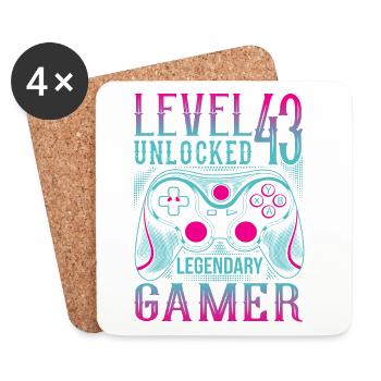 43. Geburtstag Level 43 Gamer Gaming Zocken - Untersetzer (4er-Set) - Weiß - Vorne