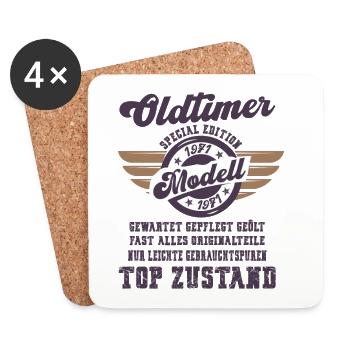 Oldtimer Modell Retro Flügel Geschenk - Untersetzer (4er-Set) - Weiß - Vorne