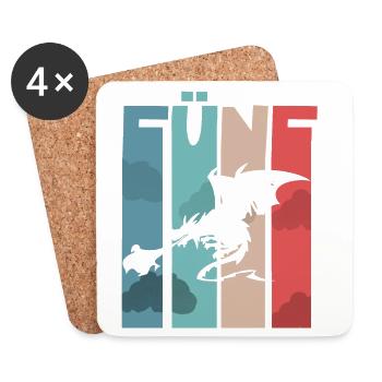 Drache 5. Geburtstag Kinder Drachen - Untersetzer (4er-Set) - Weiß - Vorne
