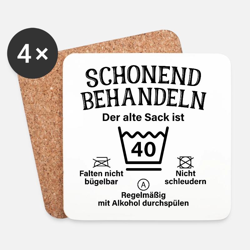 Schonend Behandeln Sack Geschenk 40. Geburtstag - Untersetzer (4er-Set) - Weiß