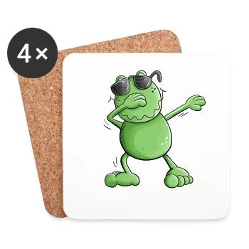 Grenouille cool avec des lunettes de soleil Make the Dab Dance - Dessous de verre (lot de 4) - blanc - Devant