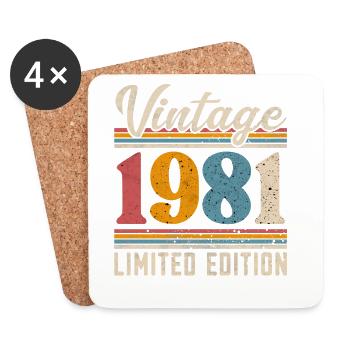 1981 Year of birth Vintage Retro Vintage - Coasters (set of 4) - white - Front