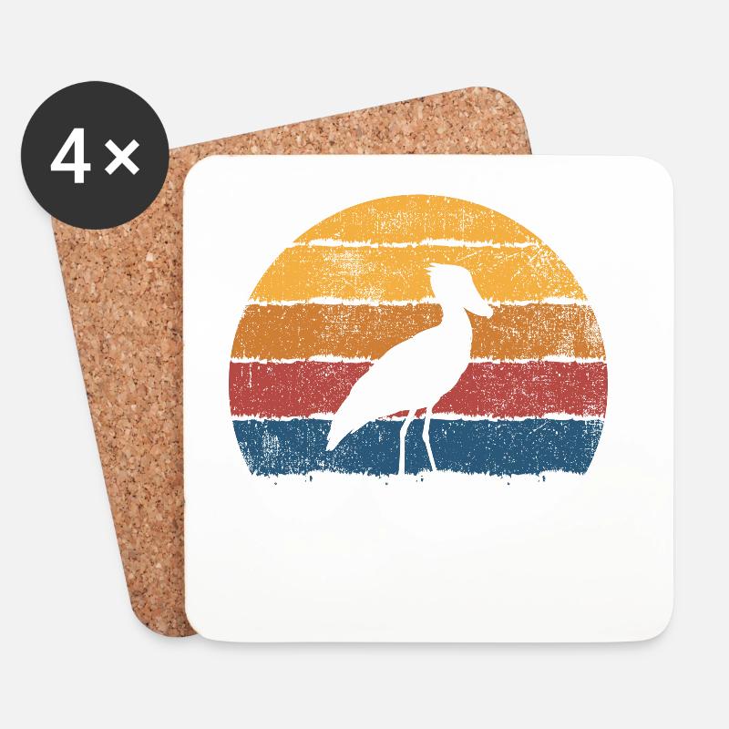 Schuhschnabel Vogel - Untersetzer (4er-Set) - Weiß
