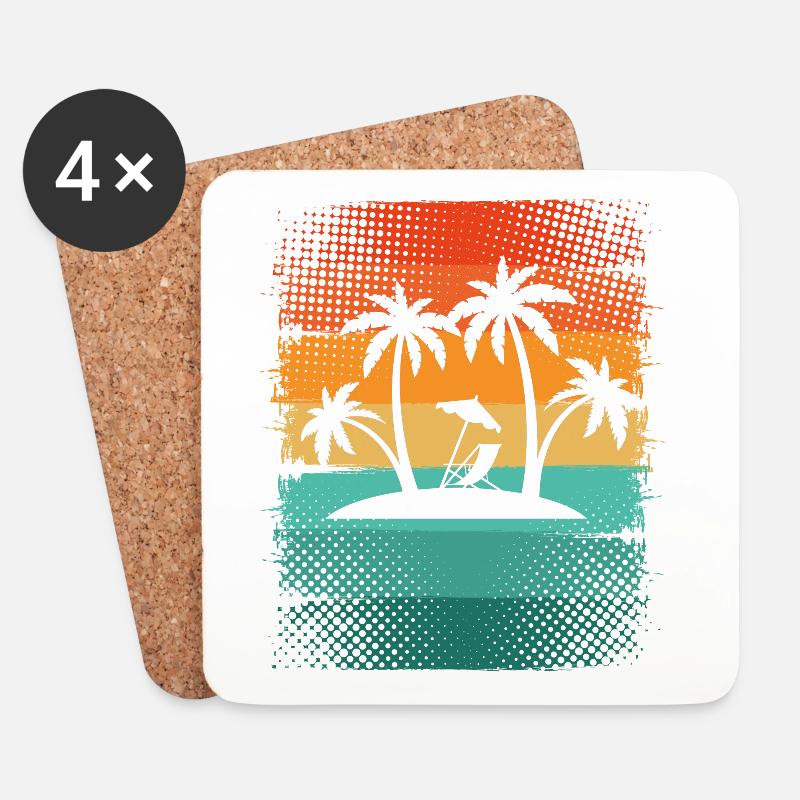 Kleine Insel Mit Palmen - Untersetzer (4er-Set) - Weiß
