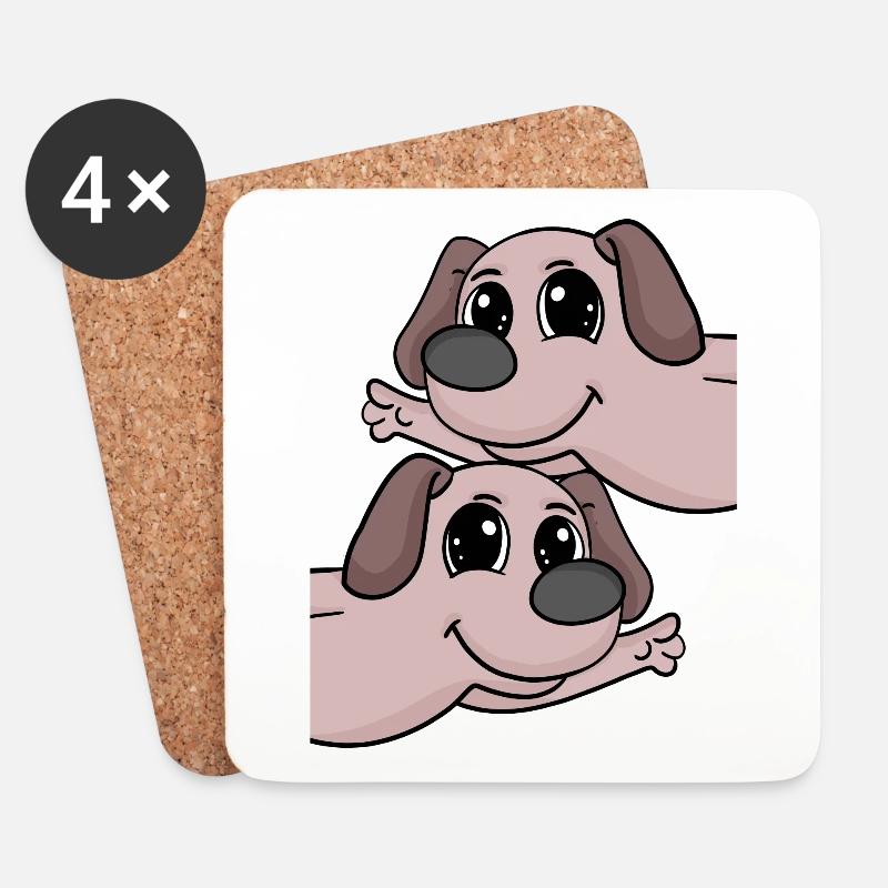 Hund hunde - Untersetzer (4er-Set) - Weiß