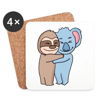Faultier und Koala niedliche Tiere knuddeln - Untersetzer (4er-Set) - Weiß - Vorne