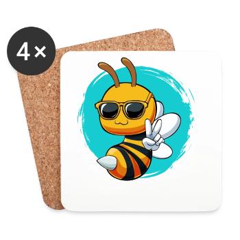 Bee Cool Bienchen mit Sonnenbrille - Untersetzer (4er-Set) - Weiß - Vorne