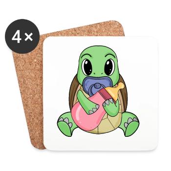 Bébé Tortue - Dessous de verre (lot de 4) - blanc - Devant