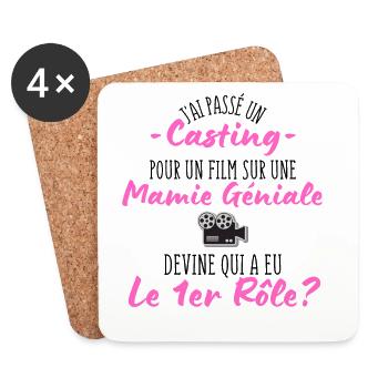 casting pour une Mamie géniale - Humour Grand-Mère - Dessous de verre (lot de 4) - blanc - Devant