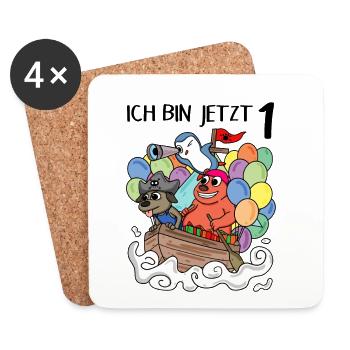1. Geburtstag - 1 Jahr alt - Ich bin 1 - Untersetzer (4er-Set) - Weiß - Vorne