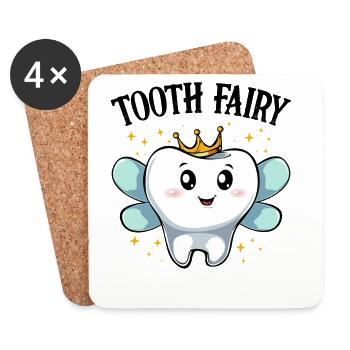 Royal Tooth with Wings Tooth Fairy - Coasters (set of 4) - white - Front