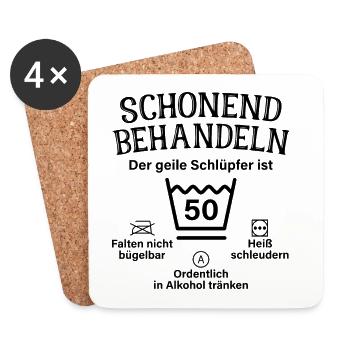 Schonend Behandeln Geiler Schlüpfer 50. Geburtstag - Untersetzer (4er-Set) - Weiß - Vorne