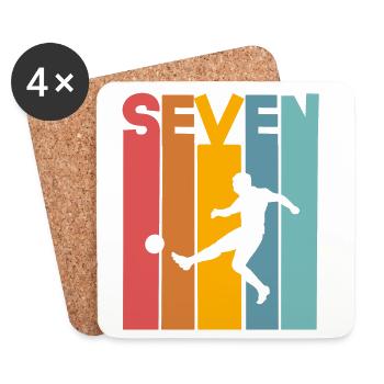 Football 7 years children's birthday party - Coasters (set of 4) - white - Front