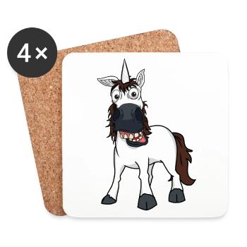 Unicorn Horse Pony Riding Funny Humor Crazy Child - Coasters (set of 4) - white - Front
