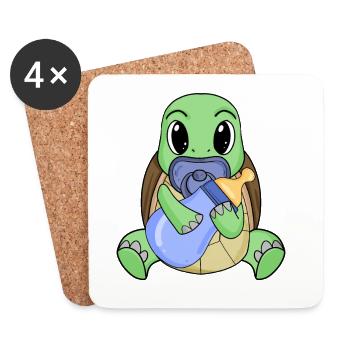Bébé Tortue - Dessous de verre (lot de 4) - blanc - Devant
