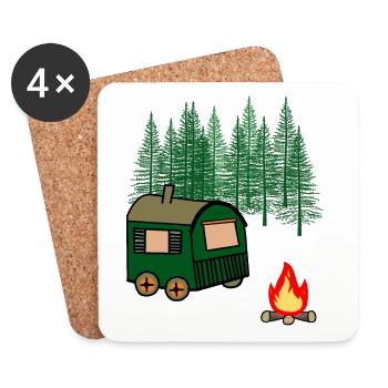 Bauwagen Freizeit Outdoor Freiheit Camping Natur - Untersetzer (4er-Set) - Weiß - Vorne