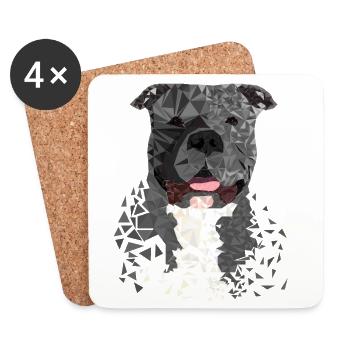 American Bully XL Polygon artistically designed - Coasters (set of 4) - white - Front