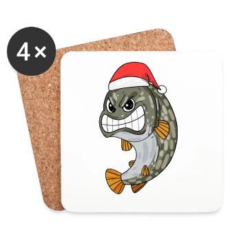 Pike Fish Christmas - Coasters (set of 4) - white - Front