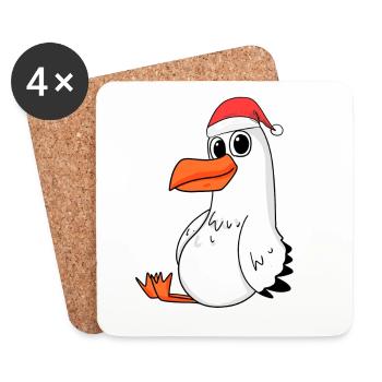Noël mouette - Dessous de verre (lot de 4) - blanc - Devant
