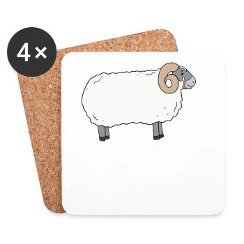 Mouton écossais Blackface - Dessous de verre (lot de 4) - blanc - Devant