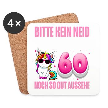 60. Geburtstag 60 Jahre Lustiger Spruch - Untersetzer (4er-Set) - Weiß - Vorne