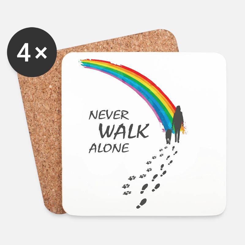 Never walk alone - Doglovers Hundeliebhaber Gassi - Untersetzer (4er-Set) - Weiß