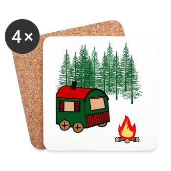 Trailer Leisure Outdoor Freedom Camping Nature - Coasters (set of 4) - white - Front