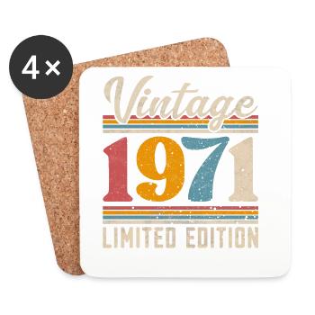 1971 Millésime Année de construction Anniversaire Vintage - Dessous de verre (lot de 4) - blanc - Devant