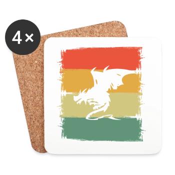 Drache Drachen - Untersetzer (4er-Set) - Weiß - Vorne
