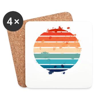 Splatter Retro Sunset - Untersetzer (4er-Set) - Weiß - Vorne
