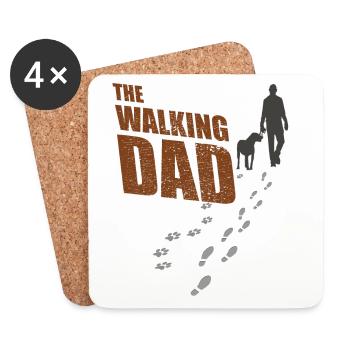 The walking Dad, Hund und Herrchen, Gassi Geschenk - Untersetzer (4er-Set) - Weiß - Vorne