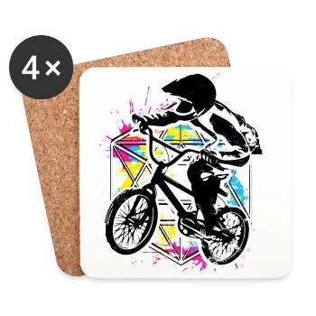Bmx Racing Retro Bunt - Bmx Fahrrad - Bmx Bike - Untersetzer (4er-Set) - Weiß - Vorne