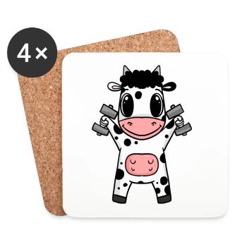Cow Fitness Motivation Gym Cadeau - Dessous de verre (lot de 4) - blanc - Devant