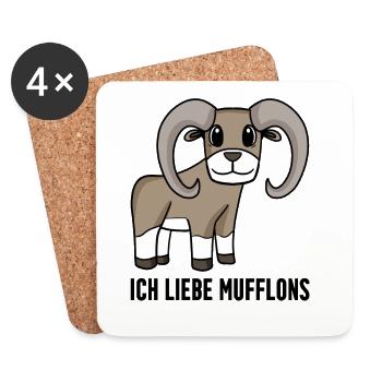 Mufflon Wildschaf - Untersetzer (4er-Set) - Weiß - Vorne