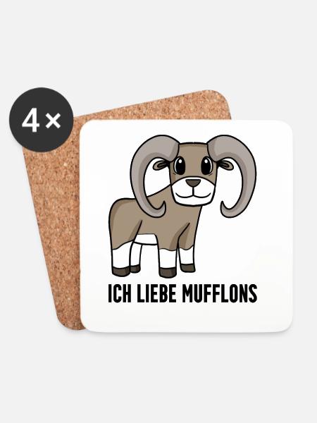 Mufflon Wildschaf - Untersetzer (4er-Set) - Weiß