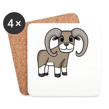 Mufflon Wildschaf - Untersetzer (4er-Set) - Weiß - Vorne