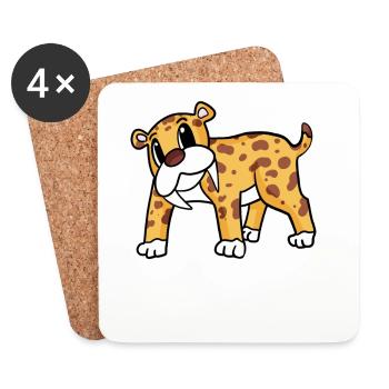Tigre à dents de sabre - Dessous de verre (lot de 4) - blanc - Devant