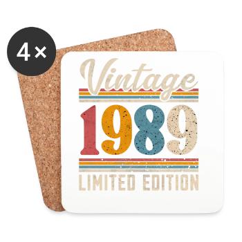 1989 Millésime Année de construction Anniversaire Vintage - Dessous de verre (lot de 4) - blanc - Devant