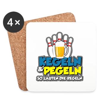 Kegeln & Pegeln - so lauten die Regeln - Untersetzer (4er-Set) - Weiß - Vorne