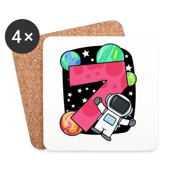 7 anniversaire garçon - 7 ans - J’ai 7 ans - Dessous de verre (lot de 4) - blanc - Devant