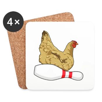 Huhn Bowling Pin - Untersetzer (4er-Set) - Weiß - Vorne