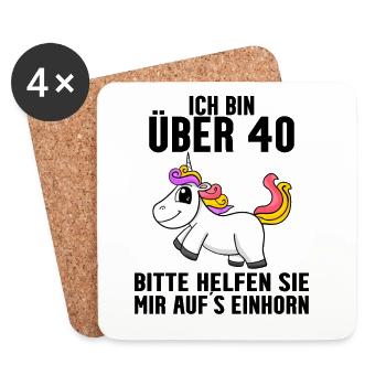 40. Geburtstag Frau 40 Jahre alt Einhorn Spruch - Untersetzer (4er-Set) - Weiß - Vorne