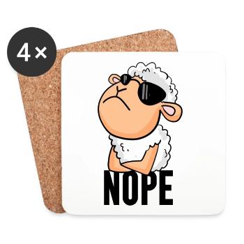 Mouton nope drôle - Dessous de verre (lot de 4) - blanc - Devant
